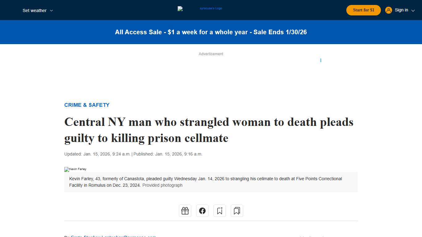 Central NY man who strangled woman to death pleads guilty to killing prison cellmate - syracuse.com